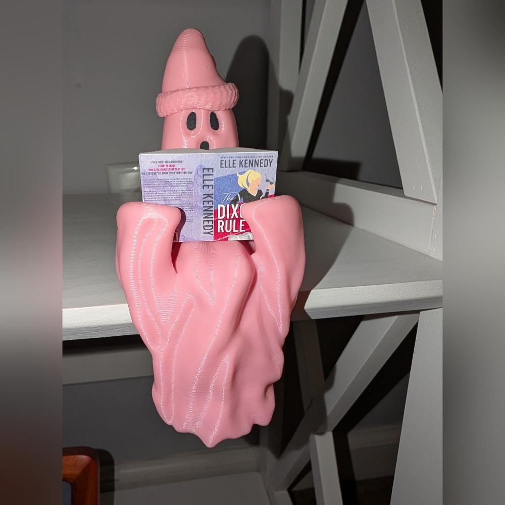 3D Printed Reading Pink Ghost Shelf Sitter- Elle Kennedy Dixon's Rule